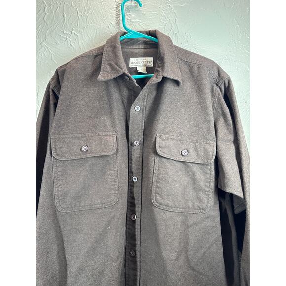 Moose Creek Heavy Button Down Long Sleeve Flannel Shirt Brown Size Large - Picture 4 of 5